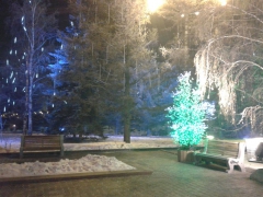 В Красноярске световые деревья оформляются с помощью тумб, производства ГК «Стимэкс»