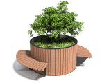 Вазон-кольцо для деревьев с интегрированной в него скамьей